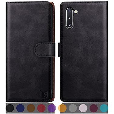 Imagem de SUANPOT Capa carteira para Samsung Galaxy Note 10 de 6,3 polegadas com bloqueio de RFID, porta-cartão de crédito, capa flip book de couro PU à prova de choque para celular mulheres homens para Samsung