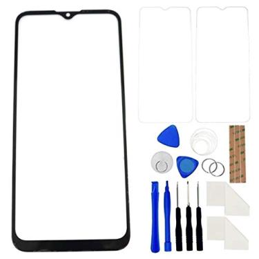 Imagem de FainWan Substituição de lente do painel externo de vidro frontal + kit de ferramentas de reparo OCA compatível com Motorola Moto G8 Power Lite XT2055 XT2055-2 adesivo preto de 6,5 polegadas