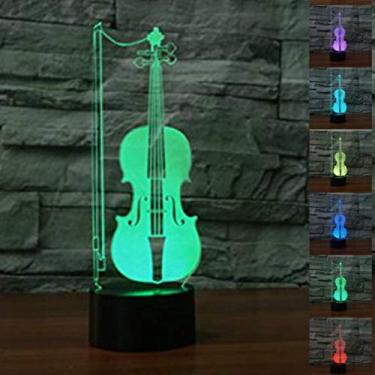 Imagem de Jinnwell 3D Violin Guitar Night Light led Lamp Illusion 7 Color Changing Touch Switch Table Desk Decoration Lamps Acrylic Flat ABS Base USB Cable Birthday Gift Toys