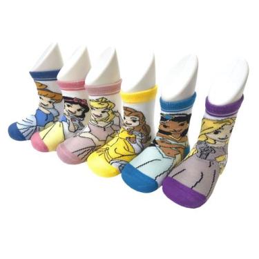 Imagem de Kit 4 Meias Princesas da Disney 0 a 4 anos Menina Jolitex, 0-12 M