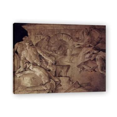 Imagem de Crafting Armor Giovanni Battista Tiepolo Impressão em tela – Obra-prima rococó barroca, pintura escolar de Veneza, pintura a óleo decorativa para galeria doméstica 60 x 78 cm