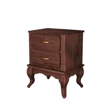 Imagem de Mesa De Canto Para Sala Rústica 2 Gavetas Imbuia Shop Jm