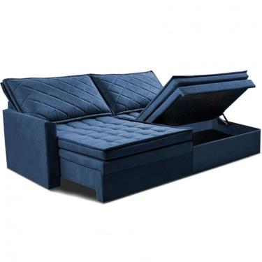 Imagem de Sofá 3 Lugares Cama Inbox Marselha 180cm Retrátil Com Baú Azul