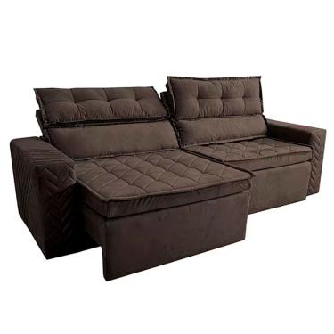 Imagem de Sofá 4 Lugares Cama Inbox Belém Retrátil Reclinável 230 Cm Café