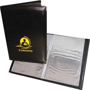 Imagem de Pasta Para Cardápio Couro Nobre 230X315Mm 4 Bolsa - 10 Und
