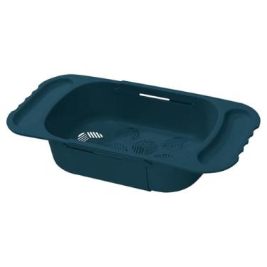 Imagem de 2 peças - Cesta de drenagem simples extraível doméstica, pia para lavar louça, filtro de água, utensílios de mesa - Cesta de drenagem [azul escuro]