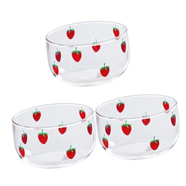 Imagem de Luxshiny Peças De Prato Brosilicato Adorável Cereal Casa Morango Sobremesas Cozinha Cristal Simples Lanche Salada Cozinhar Vidro Para Frutas Gelo Sabão Transparente Com Macarrão Empilhável Copos Red