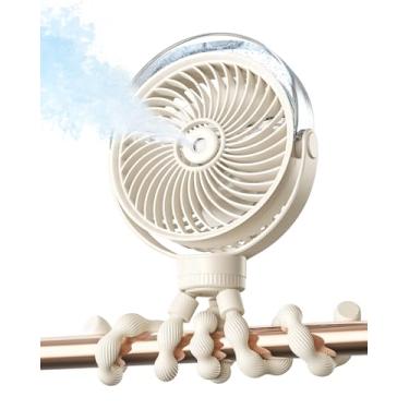 Imagem de SWEETFULL Ventilador De Carrinho Bebê Com Nebulização, Portátil Para Bebês Resfriamento Por Spray, 4 Velocidades, Ventiladores Recarregáveis Silenciosos Viagens, Ao Ar Livre, Golfe, Cadeirinha Carro