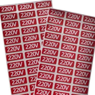 Imagem de Etiqueta Tomada Voltagem 220v - 100 Unidades Por Embalagem - Genérica
