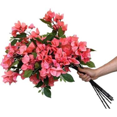Imagem de 10 Ramos flores Primavera Bougainville 80cm De Vaso Artificiais - La C