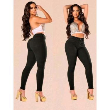 Imagem de Calça jeans feminina skinny preta wissam jeans, Preto, 46