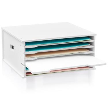 Imagem de CroBlissful Organizador de papel para scrapbook de 6 camadas, 30,5 x 30,5 cm, organizador de papel para scrapbook, organizador de arquivos, amplo suporte de documentos para mesa de escritório (32,99 x