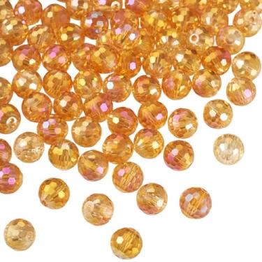 Imagem de Spritewelry Contas de vidro de cristal para fabricação de joias, 80 peças, contas de cristal facetadas redondas laranjas, 10 mm, contas de vidro banhadas a granel de cor AB transparente para colar e