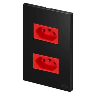 Imagem de Monte Seu Kit de Tomadas e Interruptores Preto Fosco Apagadores de Luz 10 20 A 220 V Duplo Paralelo (Tomada Dupla 20A Vermelha)