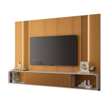 Imagem de Rack Painel Para Tv 85 Polegadas kansas 219x164 - Cinamomo-Off White - EdeCasaMoveis