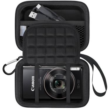 Imagem de Lacdo Bolsa de transporte para a câmara Canon PowerShot ELPH 360/200/185/180/190/350, câmara digital Sony Cyber-Shot DSC-W830/WX350/WX500/W810, bolsa de proteção em EVA rígida de câmaras, Preto+Preto