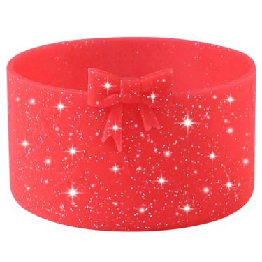 Imagem de HIUSITY Bota de silicone com laço de glitter para Stanley Quencher Tumbler H2.0 850.5 g 1134.0 g & IceFlow 567.0 g 850.5 g & Hydroflask garrafa de água 340.2-680.4 g manga inferior protetora para