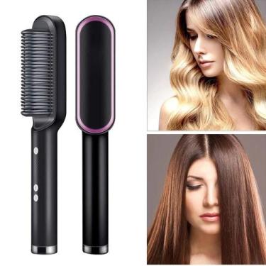 Imagem de Escova De Cabelo Barba Alisadora Elétrica Pente Cerâmica - BR