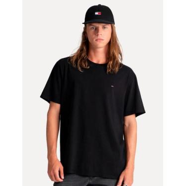 Imagem de Camiseta Tommy Jeans Masculina Regular Jersey C-Neck Flag Preta, S/P