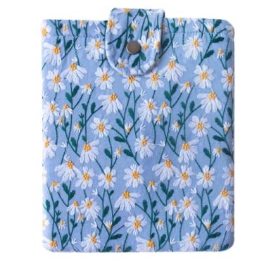 Imagem de Capa bordada para iPad 9.7/10.2/10.5/10.9, iPad Air M3, Galaxy Tab S10 Lite, livros de bolso - capa acolchoada para tablets e e-readers - várias cores (branco e azul - encaixe)