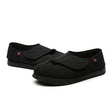 Imagem de Chinelos femininos diabéticos, sapatos de artrite edema com tiras ajustáveis extra largas confortáveis sapatos ortopédicos extra largos para pés inchados(34 EU)
