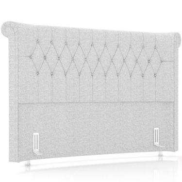 Imagem de Cabeceira Cama Box Queen 160cm Estofada Meora P05 Linho Cinza Claro - 