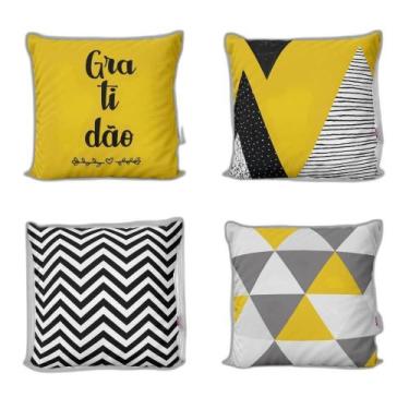 Imagem de Kit 4 Almofadas Amarelas Decorativas 40x40cm - Novadecora