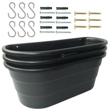 Imagem de Jardineira Vaso 3 Floreiras de Parede para Plantas Painel Jardim Vertical Horta Kit com Ganchos e Parafusos Cor:Preto