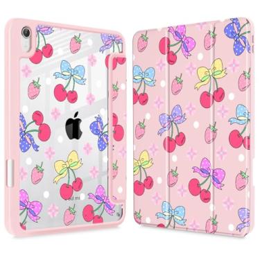 Imagem de Tuiklol Capa transparente para iPad mini 7 (A17 Pro 7ª geração) 2024 / iPad mini 6 (6ª geração) 2021 de 8,3 polegadas, suporte de lápis embutido, capa traseira transparente, despertar/hibernar, rosa