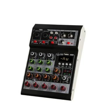 Imagem de TAVOSOP Mixer De Áudio 4 Canais, Interface Dj, Placa Som, Console, Entrada Usb Para Computador Mp3, Alimentação Fantasma 48 V, Estúdio Estéreo Gravação Festas Karaokê Em Casa