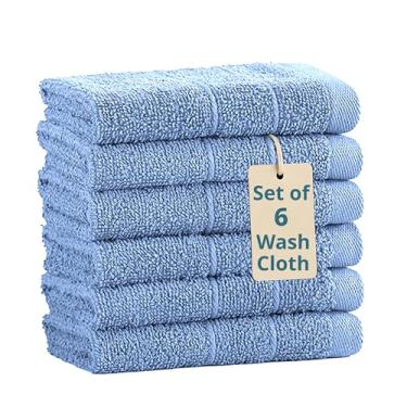 Imagem de Casa Platino Panos de lavagem 100% algodão pacote com 6 - qualidade spa e salão de beleza - panos de rosto de algodão fiado em anel - panos macios e absorventes para chuveiro, casa, cozinha - toalhas
