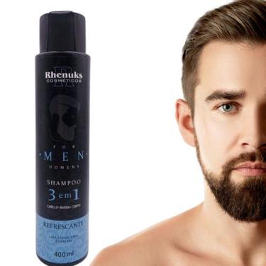 Imagem de Shampoo 3 em 1 Rhenuks Cosméticos For Men  400ml Para Cabelos, Barba e