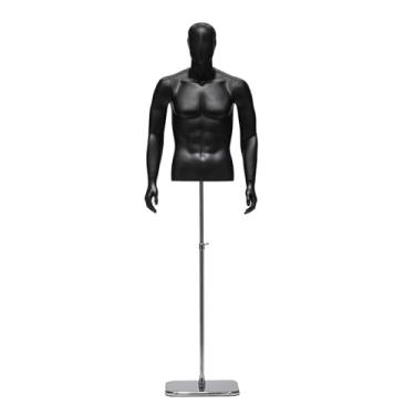Imagem de Manequim masculino com base prateada, cabeça de braço removível, exibição realista de manequim de varejo(Black)