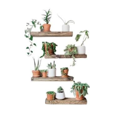 Imagem de Kit 4 Prateleiras 45X15 Suporte Invisível Madeira Maciça - Loja Do Pin