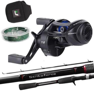 Imagem de Kit Pesca 10kg Carretilha Kawana Vara Daiwa Linha e Capa, Esquerdo