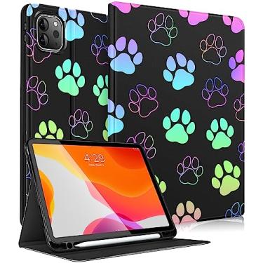 Imagem de Uppuppy Capa para Apple iPad Pro 12,9 polegadas, para iPad de 12,9 polegadas, capa para crianças, linda capa fólio para lápis feminina e meninas com estampa de pata de cachorro para iPad Pro 12,9 capa 6ª/5ª/4ª/3ª geração 2022/2021/2020/2018