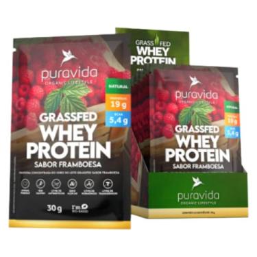Imagem de Grassfed Whey Protein Framboesa 15 sachês de 30g Puravida