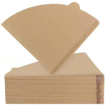 Imagem de Filtros de café naturais, 200 unidades, filtros de cone cru para cafeteiras de 2 a 4 xícaras | Papel biodegradável, sem produtos químicos para uso doméstico, viagens e escritório