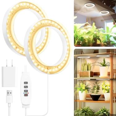 Imagem de Mosthink Luzes de cultivo de teto de 16 cm para plantas de interior, 144 LEDs de espectro total, lâmpada de cultivo sob armário com temporizador automático, 10 níveis reguláveis, 3 modos com tampa