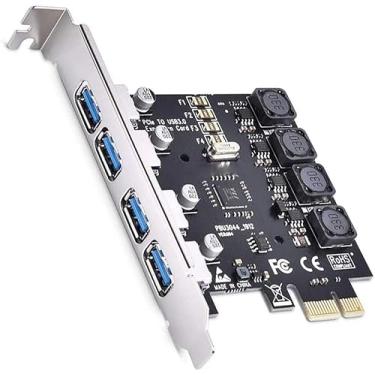 Imagem de 4 portas PCIE USB 3.0 cartão super velocidade 5Gbps PCI Express (PCIe) para Windows 11/10/8.1/8/7/Vista/XP/Server e Linux