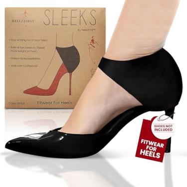 Imagem de HeelzFirst Fitwear Sleeks, Protetores De Calcanhar Para Sapatos Femininos, Salto Com Tiras No Tornozelo Fitwear, Evita Que Os Pés Deslizem Nos Saltos, Suporta Dor, Antiderrapantes Sapatos, Palmilhas