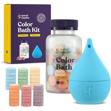 Imagem de Special Supplies Comprimidos de banho coloridos para crianças, 100 unidades, dissolúveis, diversão para mudar a cor da água, tinta que não mancha, brinquedo fofo incluído