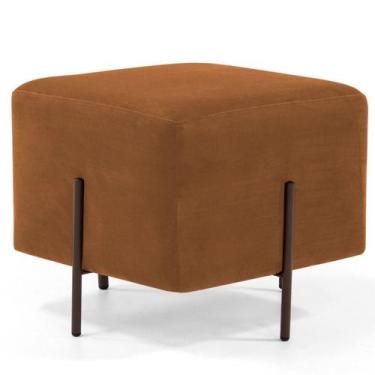 Imagem de Puff Quadrado Decorativo Status 45x45 D02 Pés de Aço Veludo Telha C-26