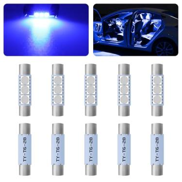 Imagem de pvotawp 10 peças de luz de viseira de carro 28 mm luzes de teto de carro lâmpada de leitura LED, 12V super brilhante viseira de sol luzes espelhadas, luzes led interiores de carro produtos de