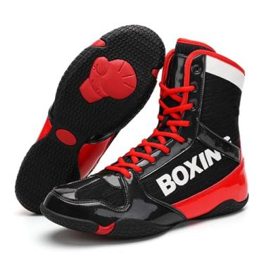 Imagem de Calçados Profissionais para Treinamento e Luta Livre para Homens e Mulheres - Tênis de Cano Alto Respiráveis Fitness, Cano Alto Fisiculturismo Boxe Levantamento Peso