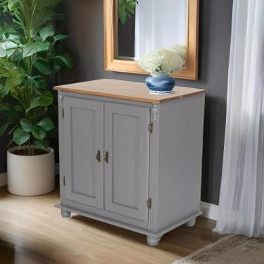 Imagem de Armário Balcão Colonial de Madeira 2 Portas com Pés Torneados Cor Cinz