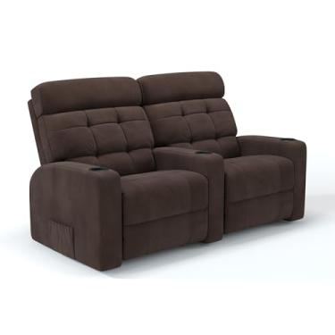Imagem de Sofá 2 Lugares Reclinável Manual em Bouclé Linha Cinema Damie (Marrom)