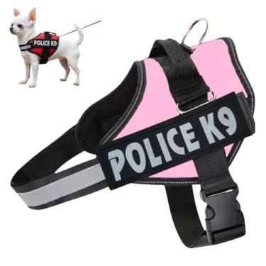 Imagem de Coleira Peitoral Para Cachorro Porte Pequeno Médio e Grande Colete Confortável Policia K9 (Rosa, PP)