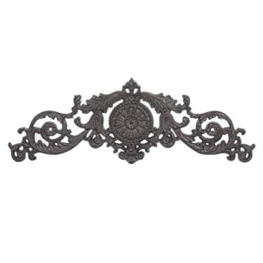 Imagem de Sungmor Decoração de parede de ferro fundido em estilo antigo - Placa de metal ornamentada com design floral e rolagem para decoração de casa ou jardim - Cornija de lareira, detalhes decorativos de