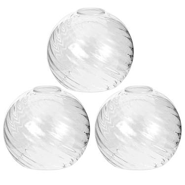 Imagem de WYNEYET Pacote com 3 peças de substituição de persiana de vidro listrado transparente, globo de água, ondulado, de vidro, para luminárias, globos de encaixe de 4,65 cm, abajures para arandelas de